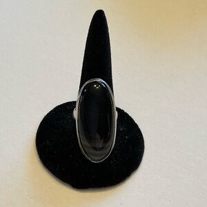 Vintage Sterling Silver Oval Onyx Gemestone Ring